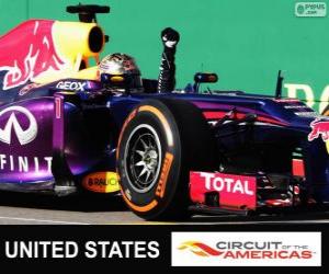 Puzzle Σεμπάστιαν Φέτελ πανηγυρίζει τη νίκη του στο Grand Prix της Ηνωμένες Πολιτείες 2013